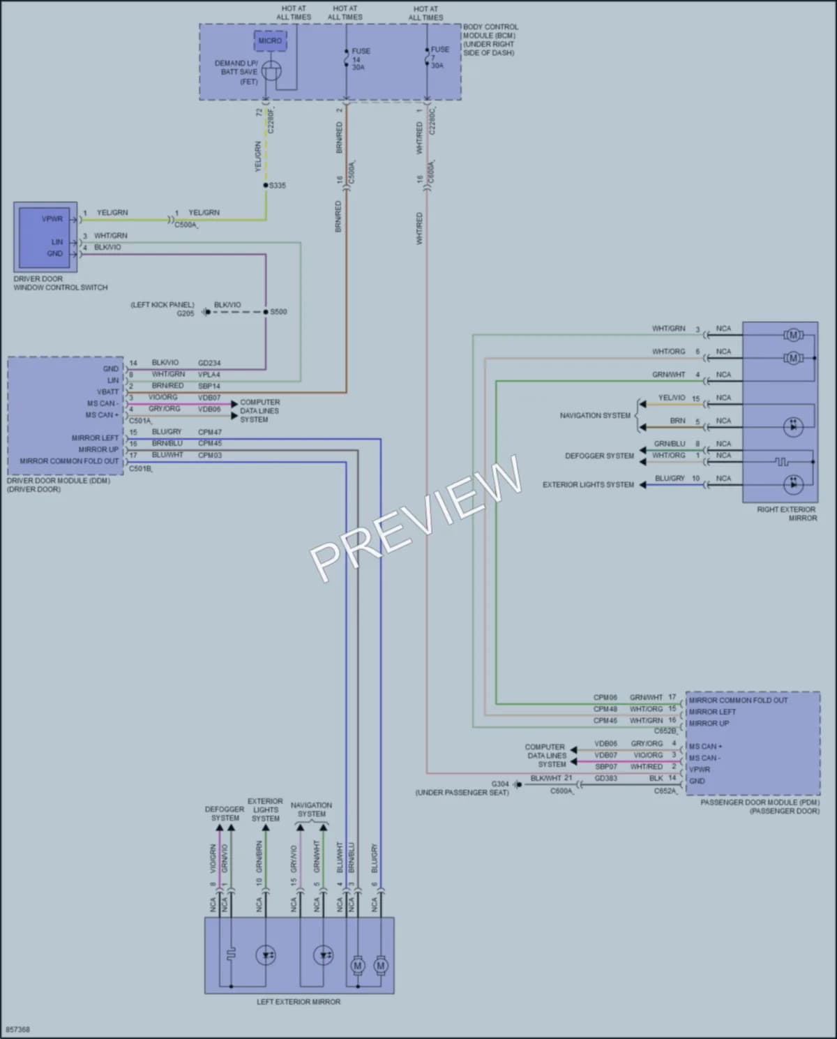 2024 Ford Maverick Power Mirrors wiring diagram preview