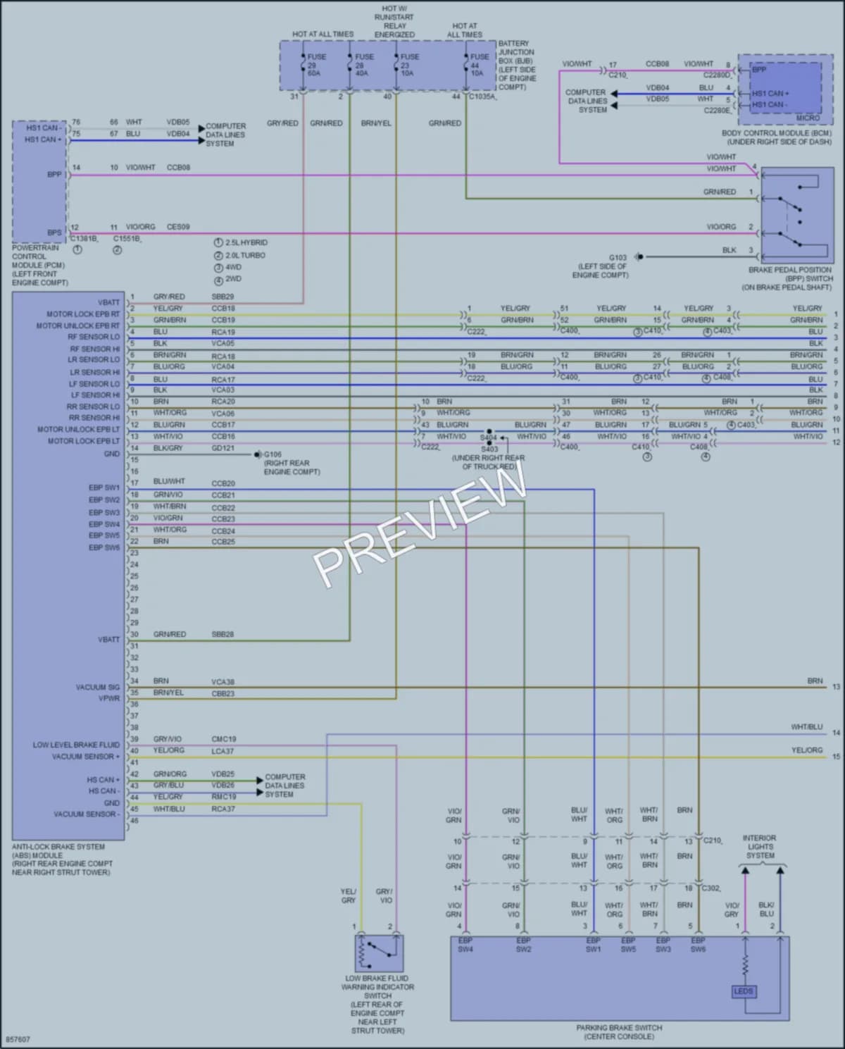 2024 Ford MaverickHybrid Anti Lock Brakes wiring diagram preview