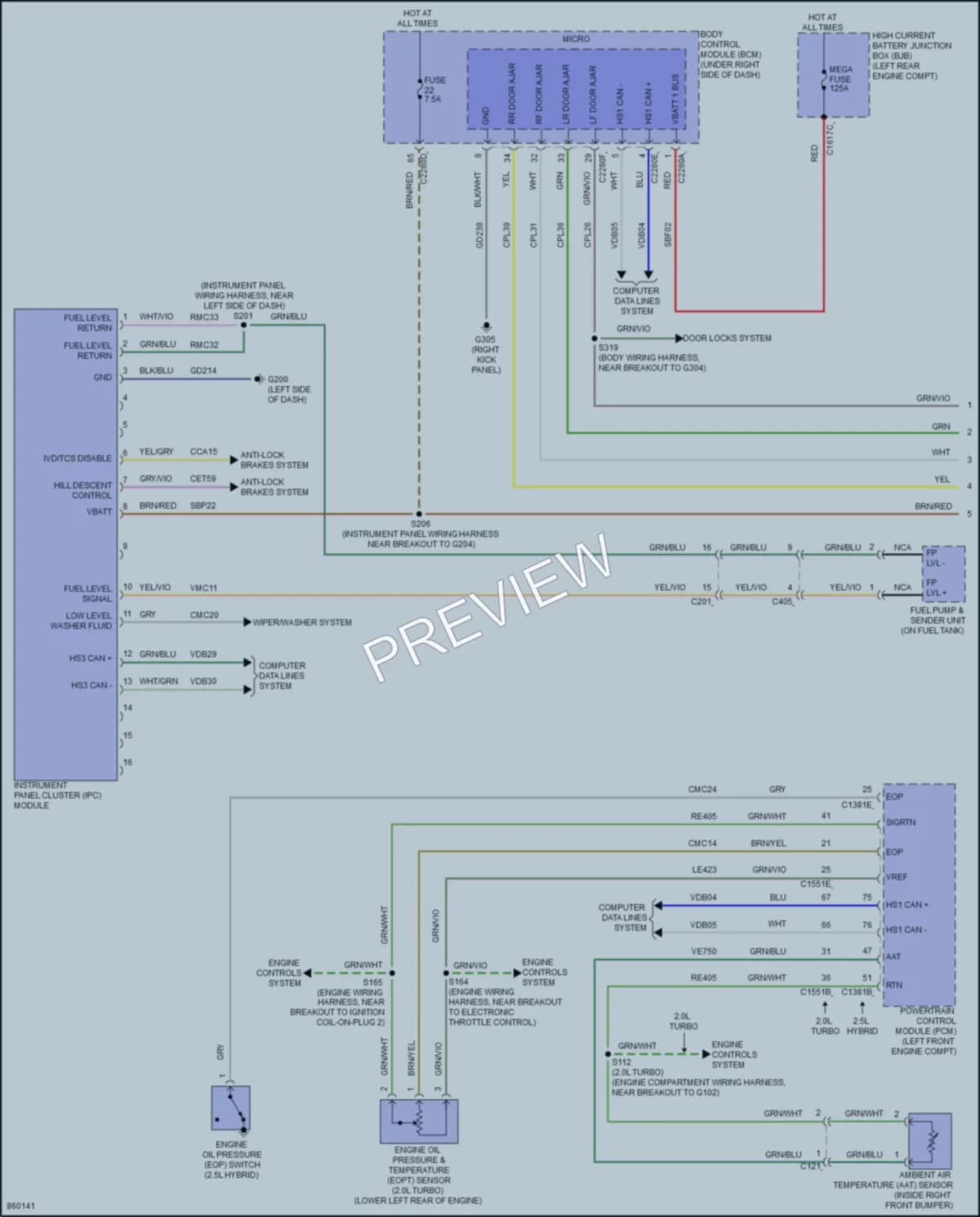 2024 Ford MaverickHybrid Instrument Cluster wiring diagram preview