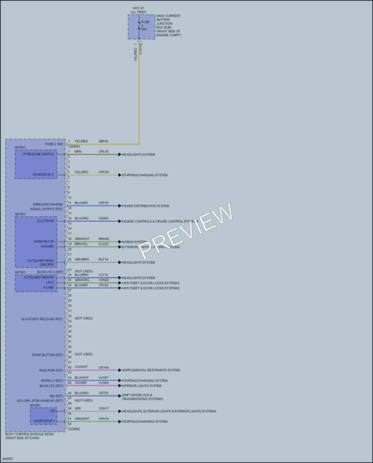 2024 Ford Mustang Body Control Modules wiring diagram preview
