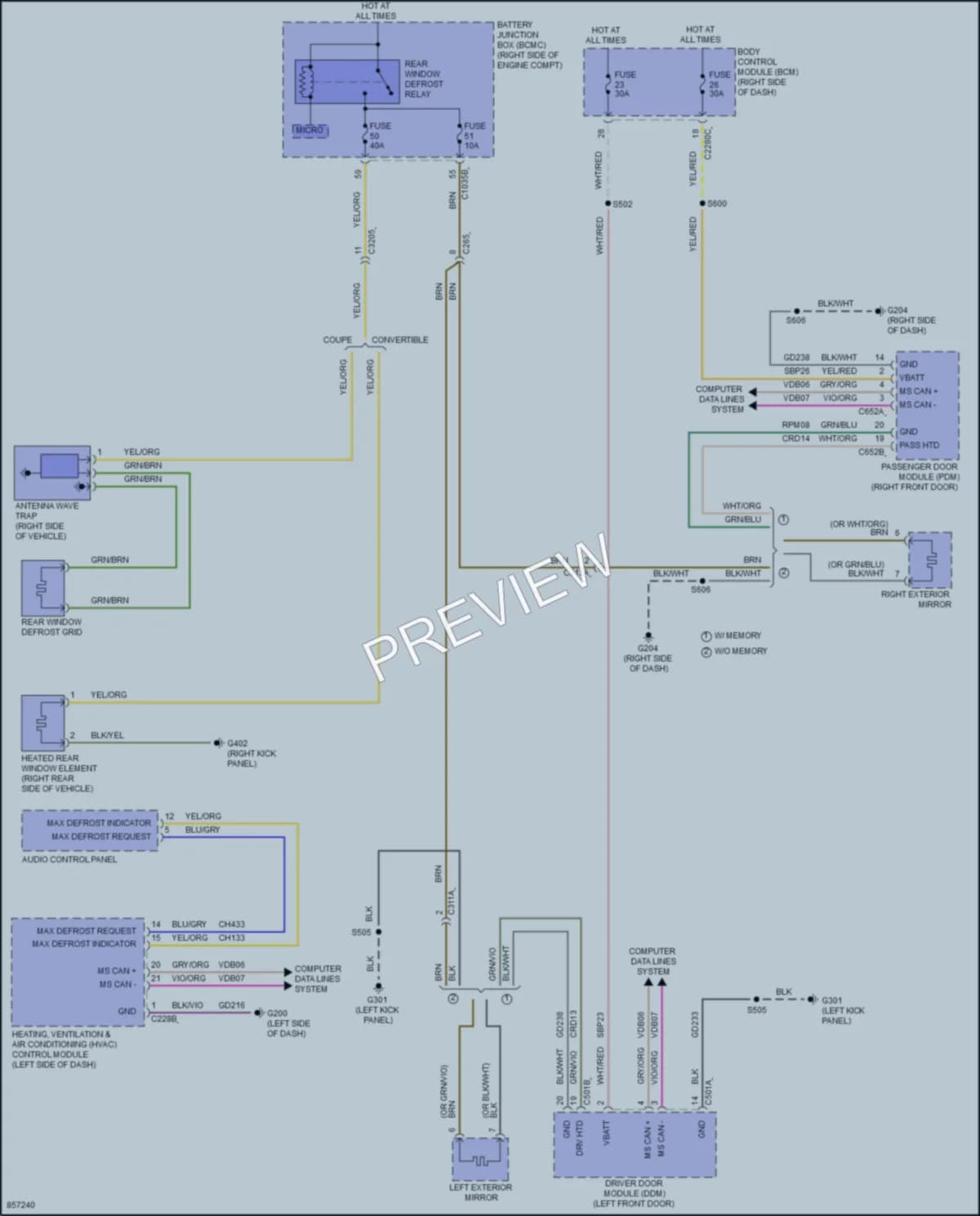 2024 Ford Mustang Defoggers wiring diagram preview