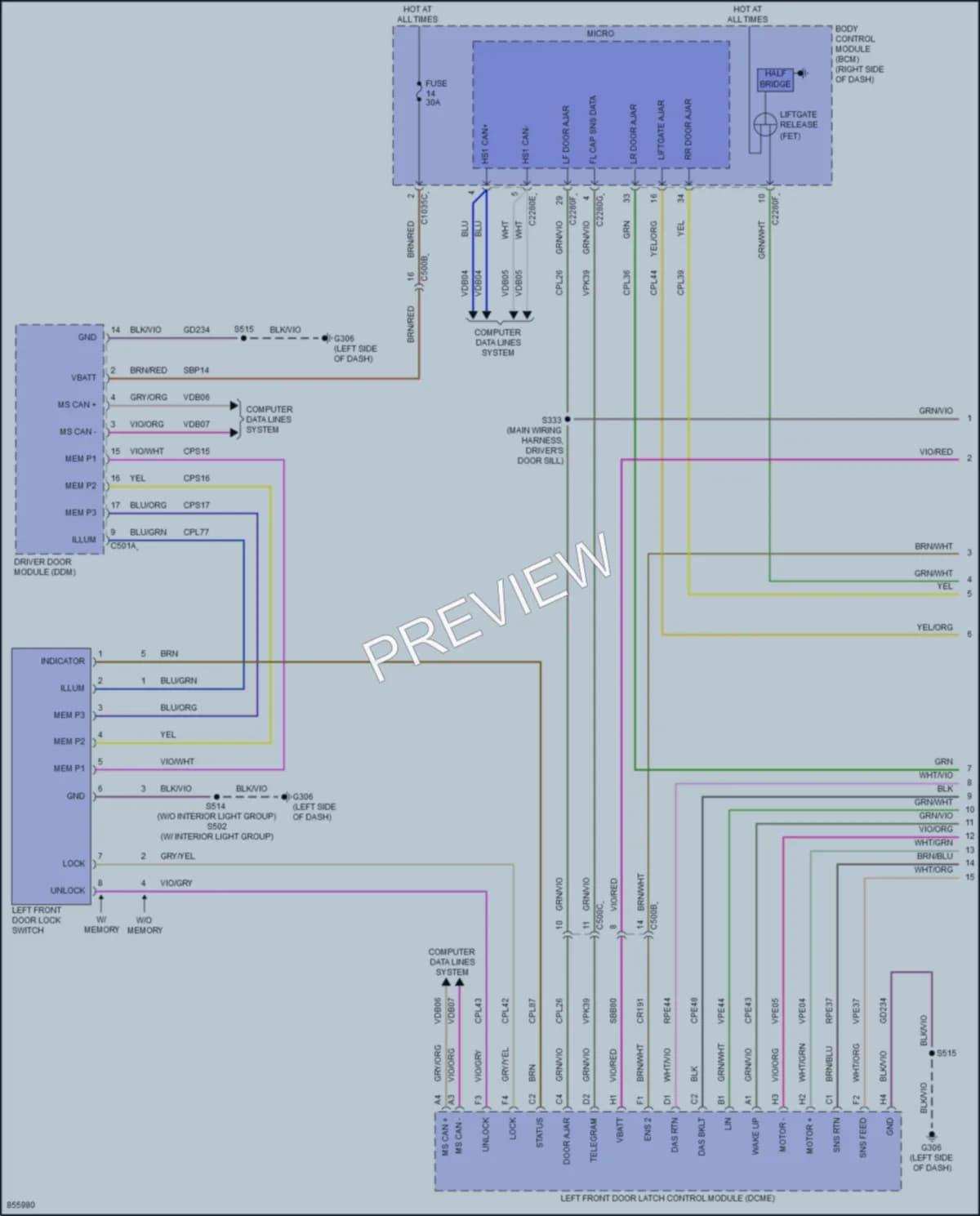 2024 Ford MustangMachE Power Door Locks wiring diagram preview