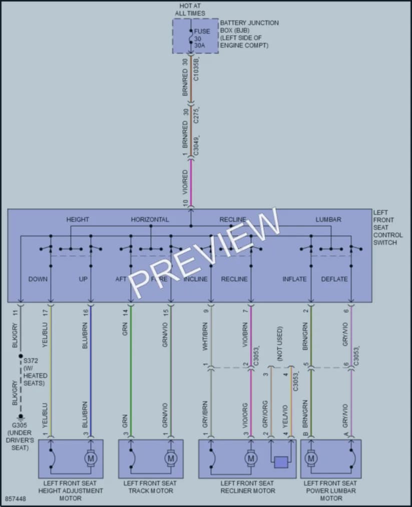 2024 Ford MustangMachE Power Seats wiring diagram preview