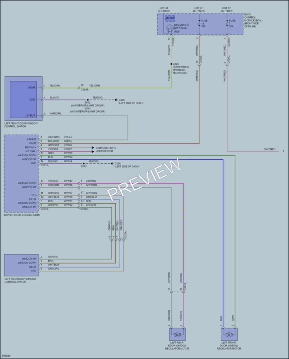 2024 Ford MustangMachE Power Windows wiring diagram preview