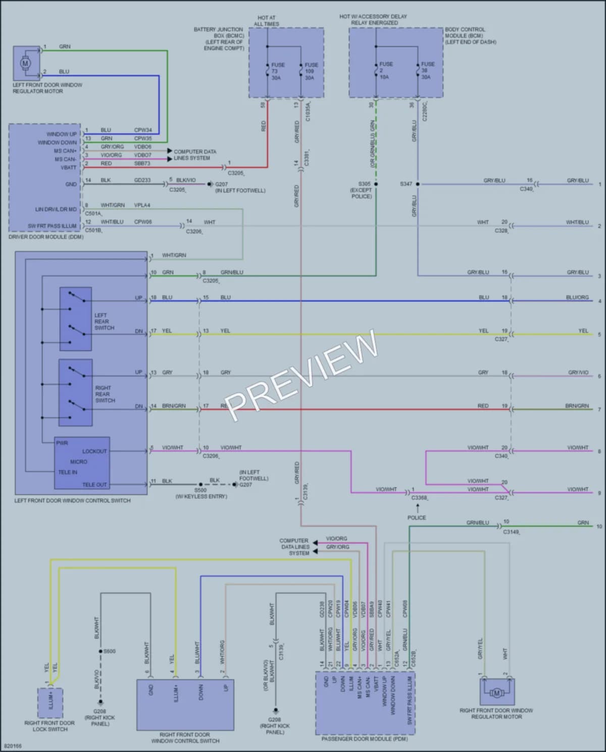 2024 Ford PoliceInterceptorUtility Power Windows wiring diagram preview