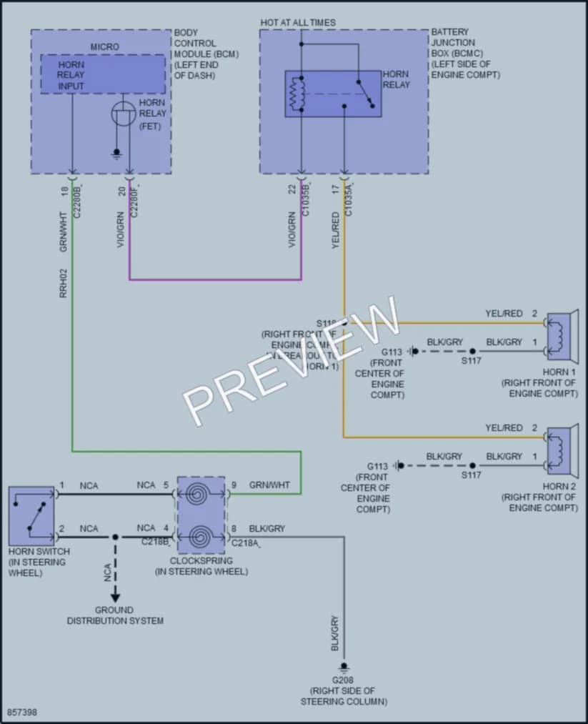 2024 Ford Ranger Horn wiring diagram preview