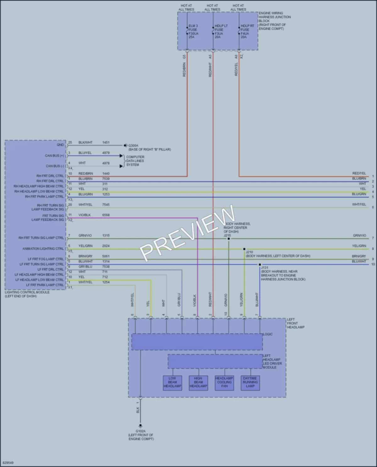 2024 GMC 1500Sierra Headlights wiring diagram preview