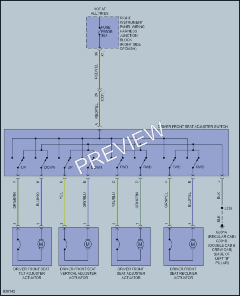 2024 GMC 1500Sierra Power Seats wiring diagram preview
