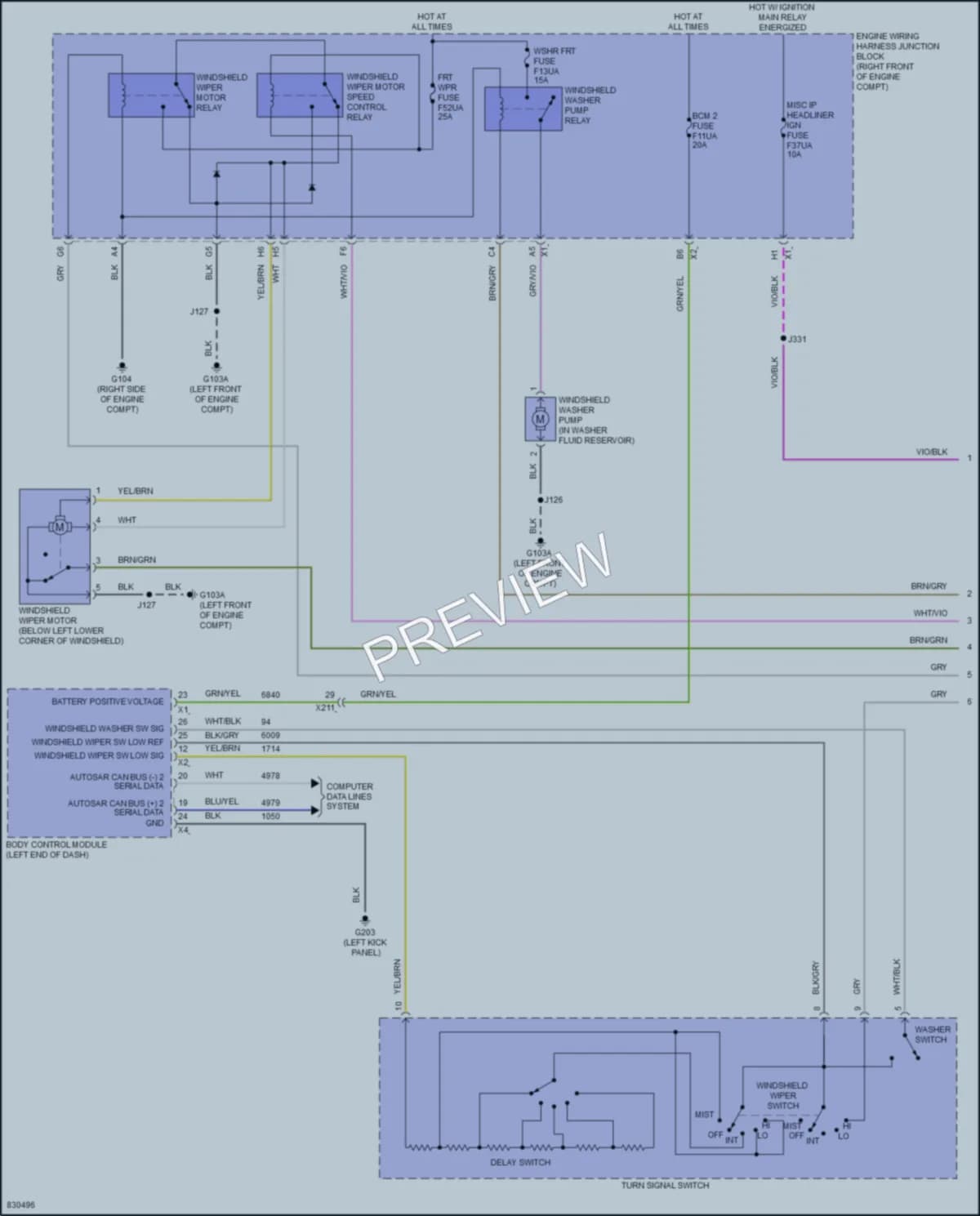 2024 GMC 1500Sierra Wiper Washer wiring diagram preview