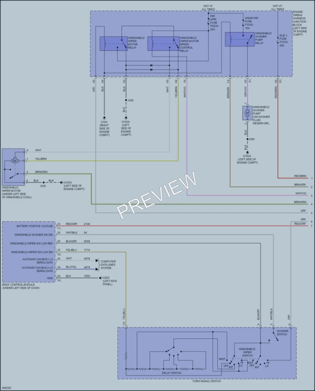 2024 GMC 2500HDSierraDenali Wiper Washer wiring diagram preview