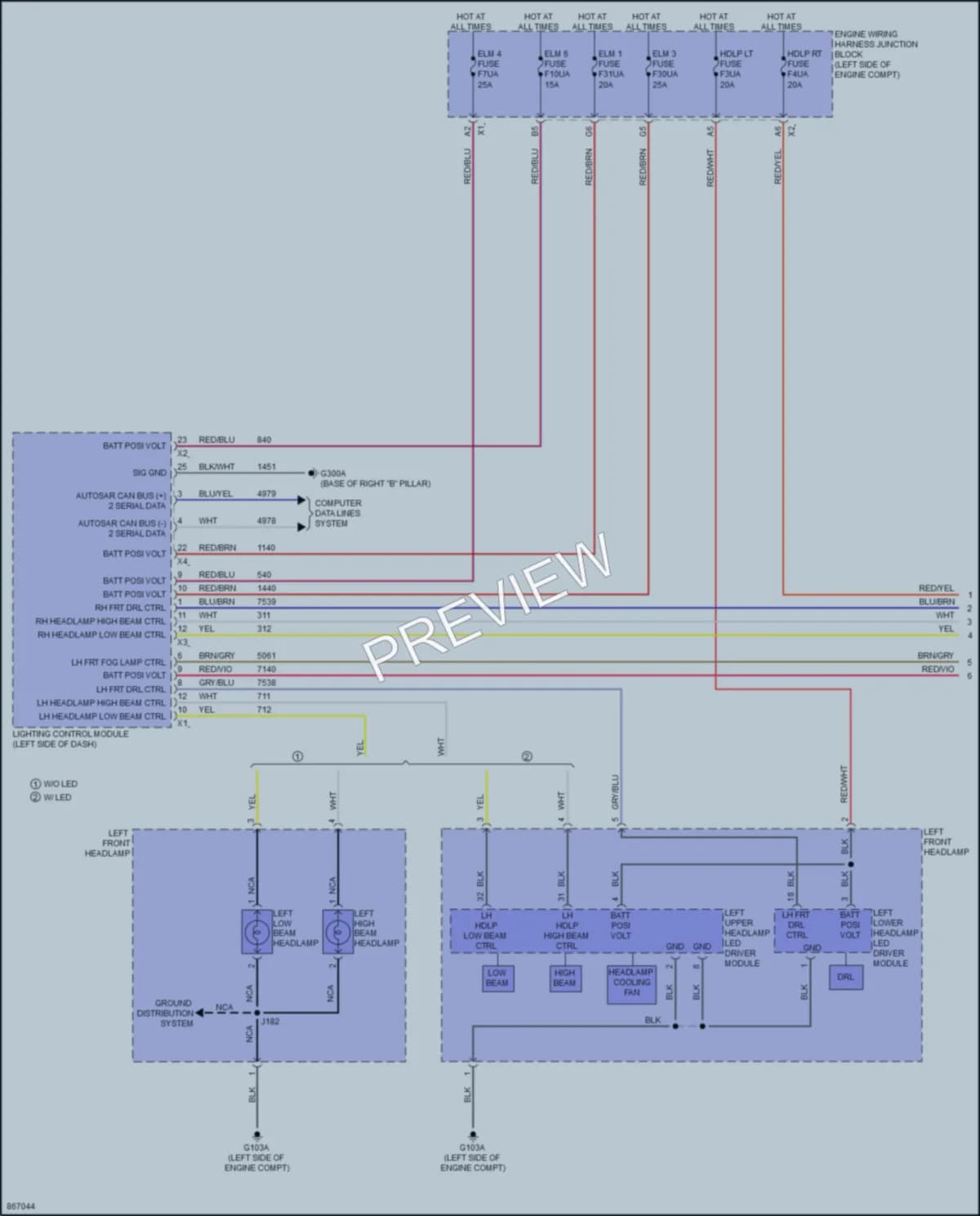 2024 GMC 3500HDSierra Headlights wiring diagram preview