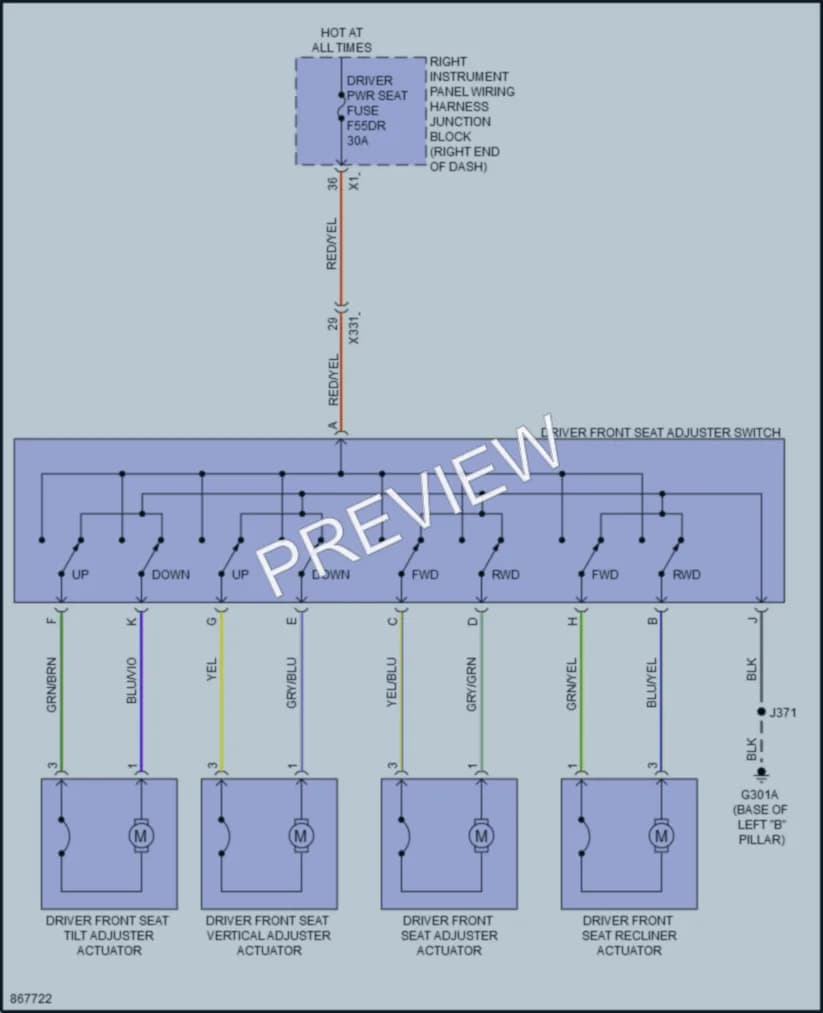 2024 GMC 3500HDSierra Power Seats wiring diagram preview