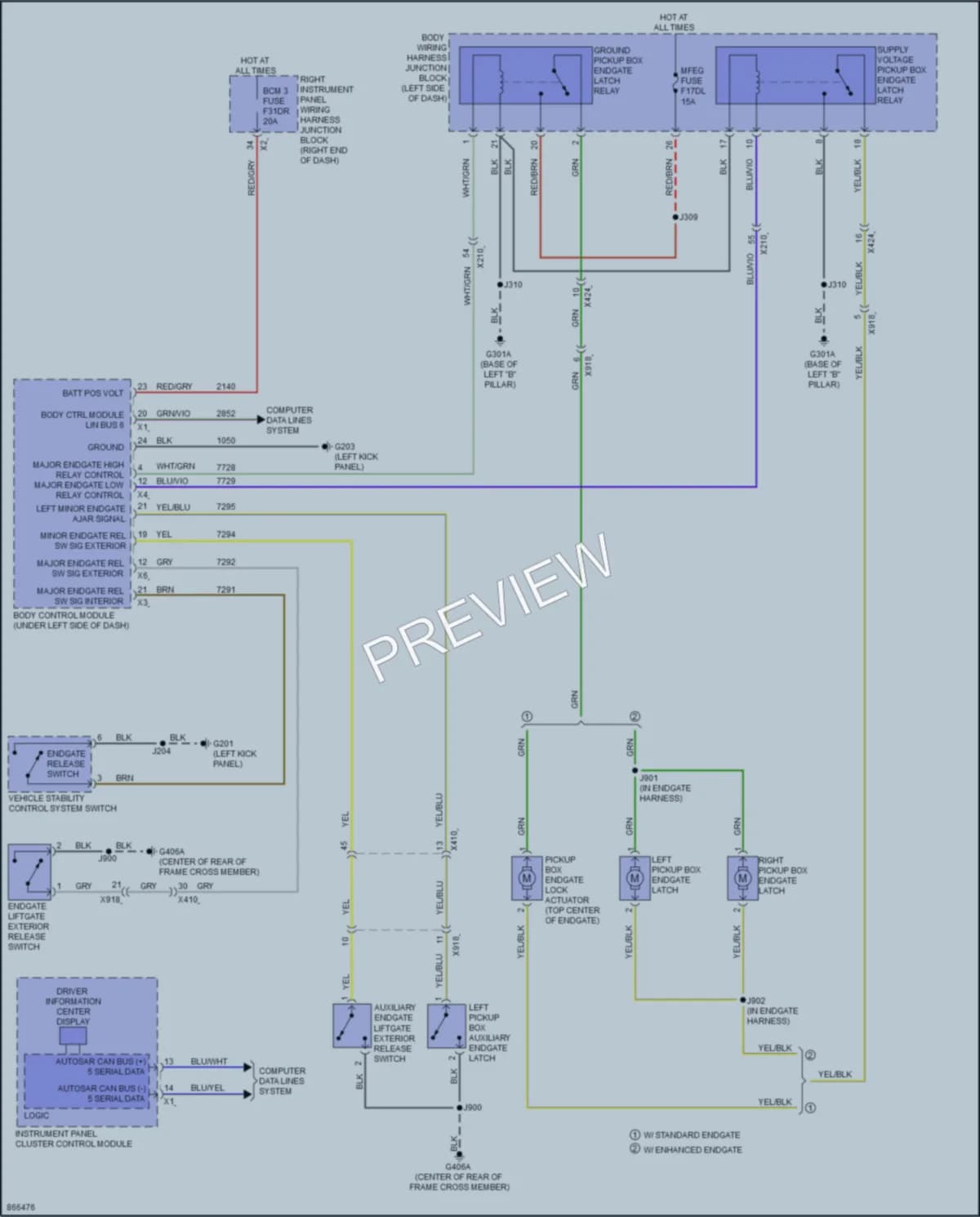 2024 GMC 3500HDSierraDenali Trunk Tailgate Fuel Door wiring diagram preview
