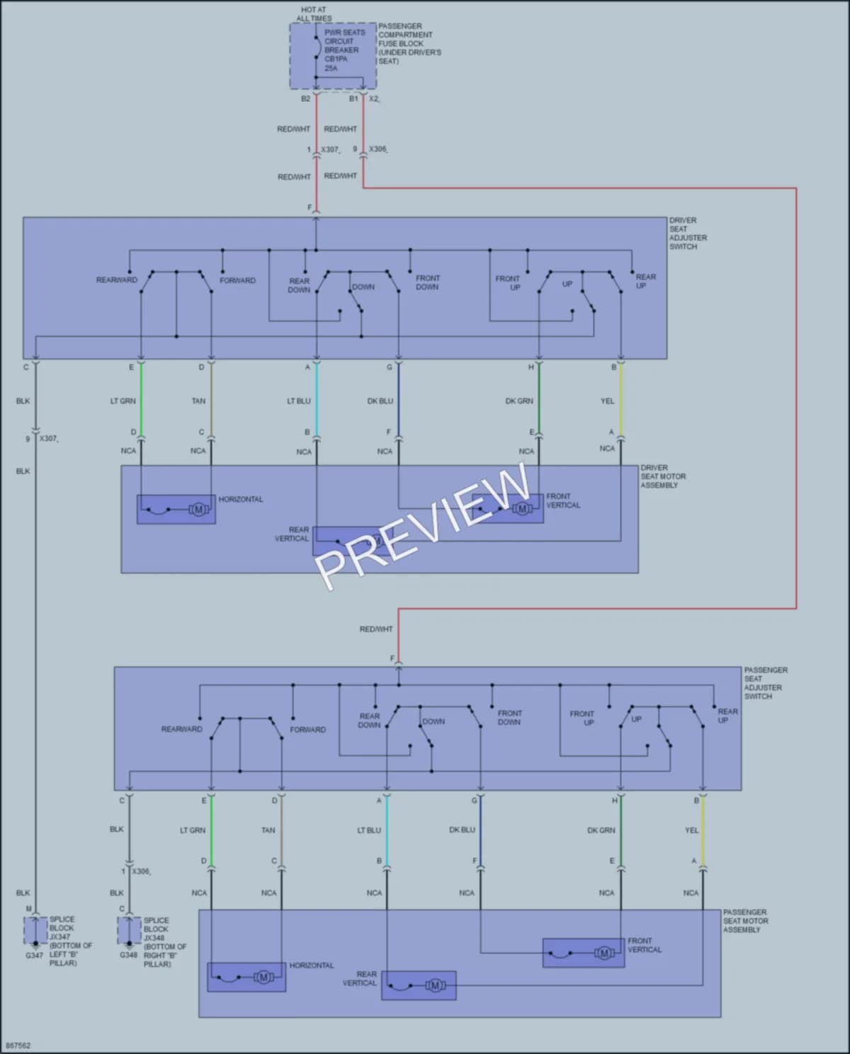 2024 GMC 3500Savana Power Seats wiring diagram preview