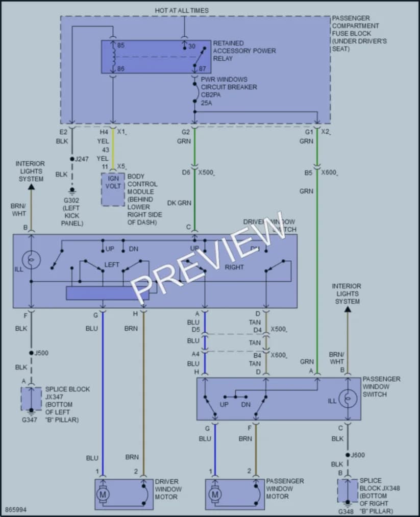 2024 GMC 3500Savana Power Windows wiring diagram preview