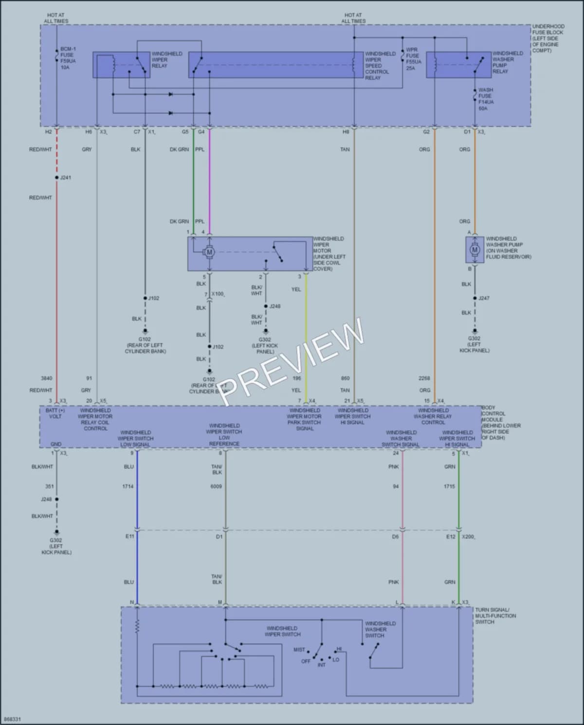 2024 GMC 3500Savana Wiper Washer wiring diagram preview