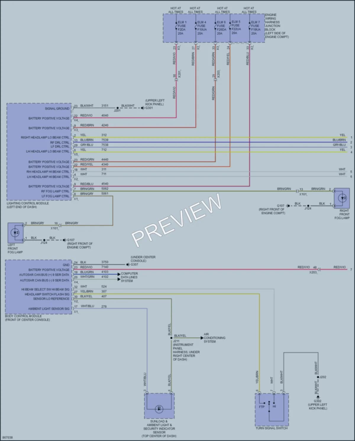 2024 GMC Acadia Headlights wiring diagram preview