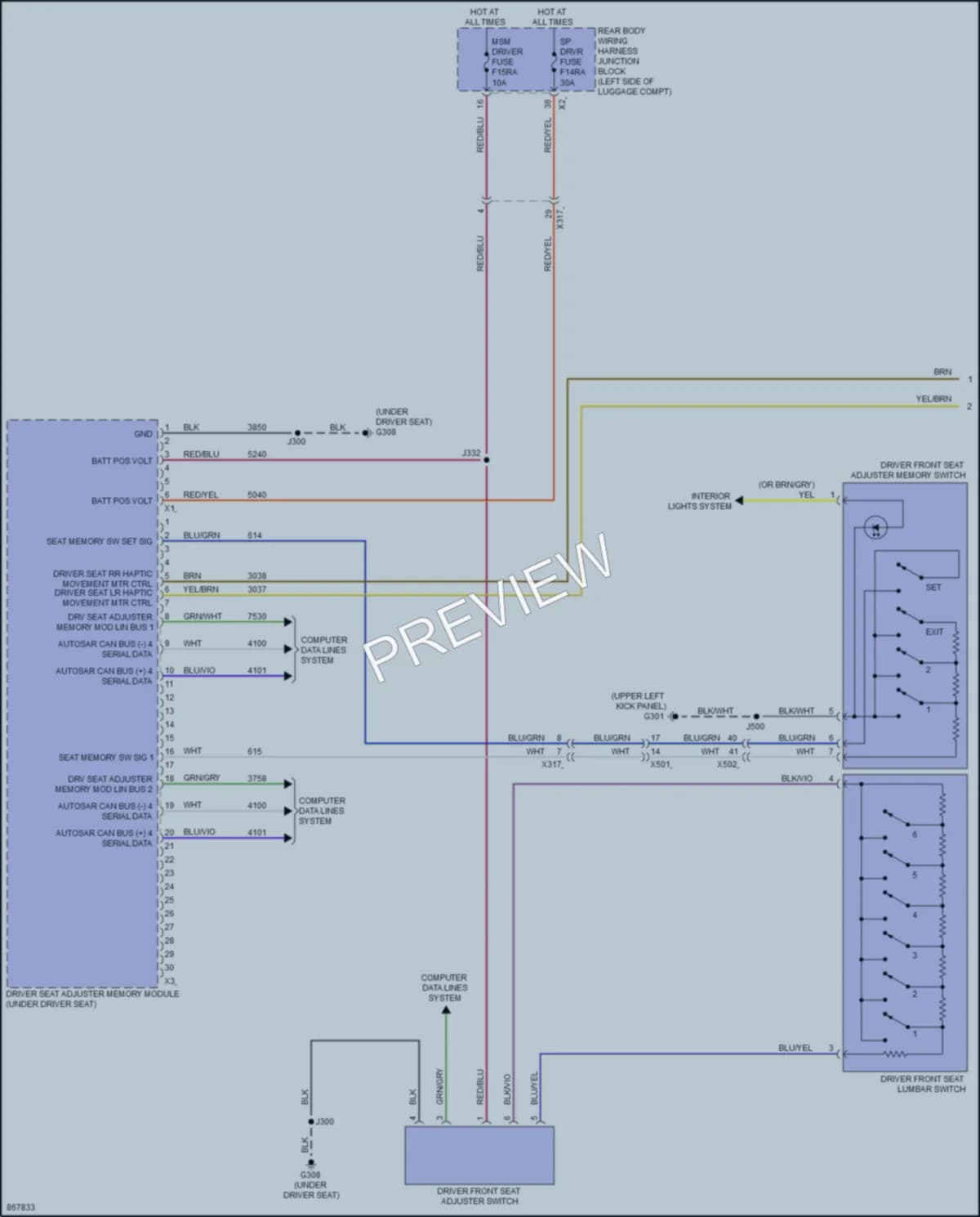 2024 GMC Acadia Memory Systems wiring diagram preview