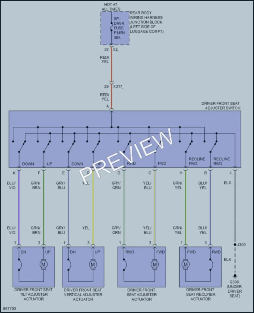 2024 GMC Acadia Power Seats wiring diagram preview