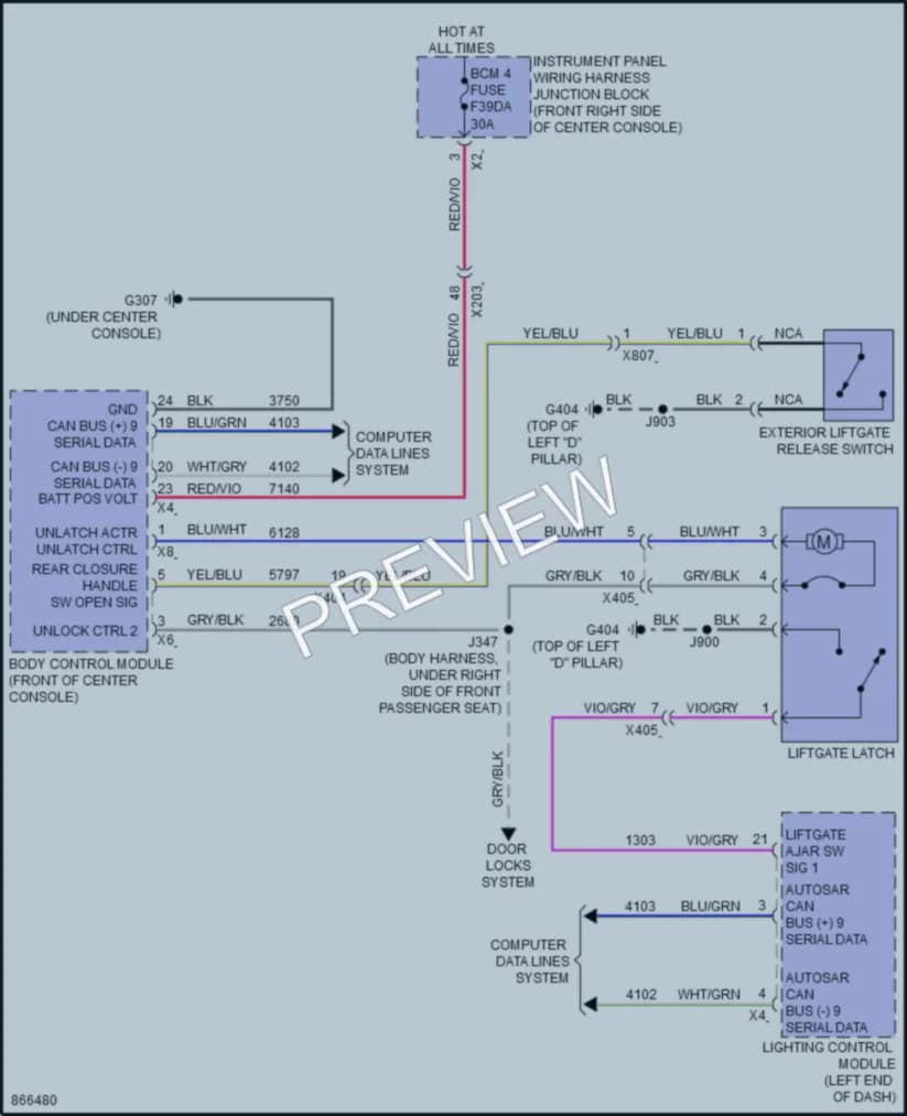 2024 GMC Acadia Trunk Tailgate Fuel Door wiring diagram preview