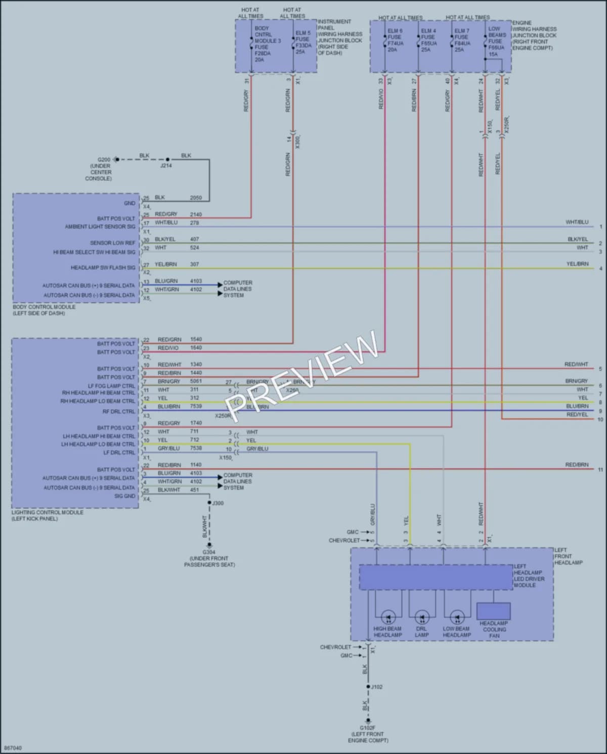 2024 GMC Canyon Headlights wiring diagram preview