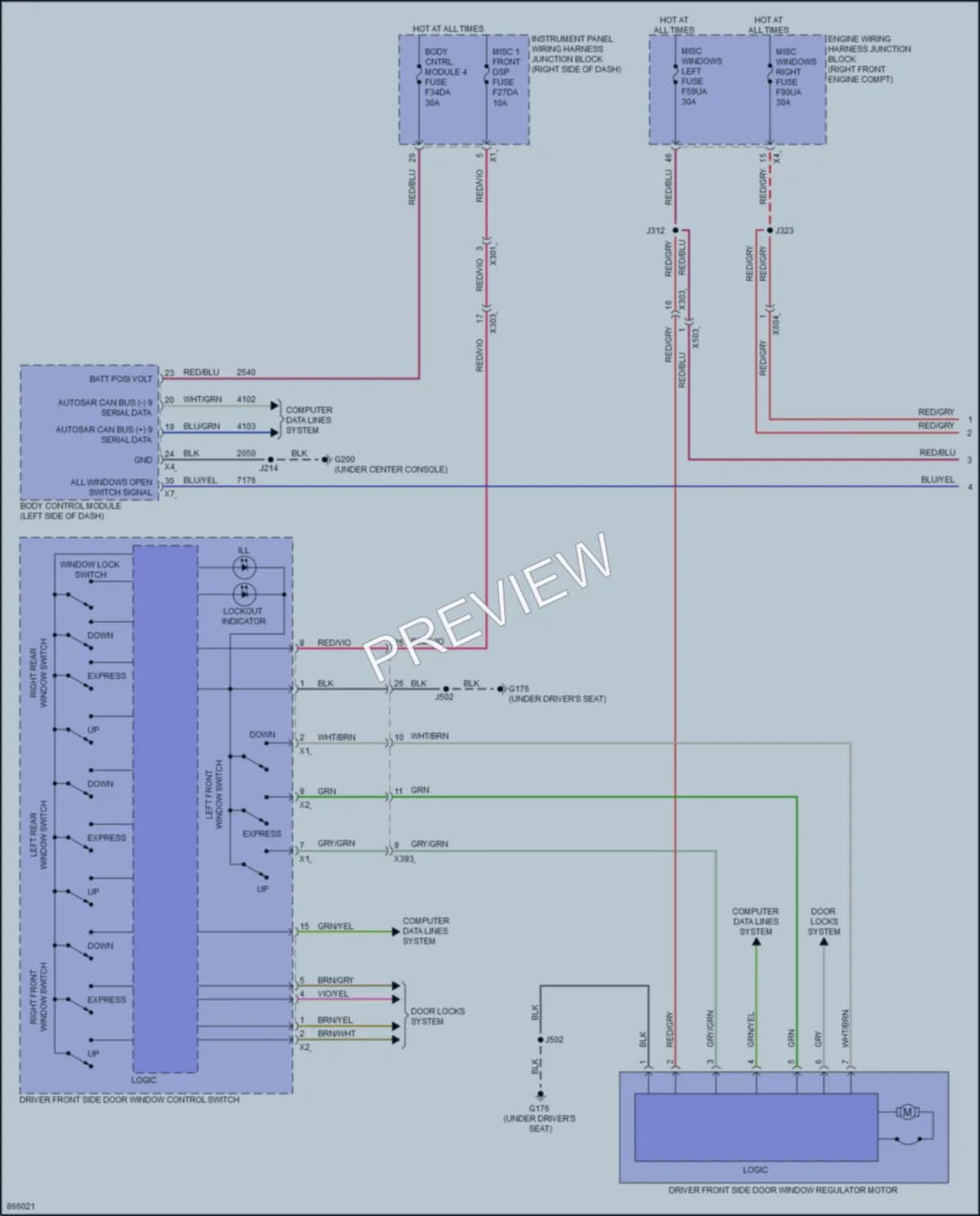 2024 GMC CanyonDenali Power Windows wiring diagram preview