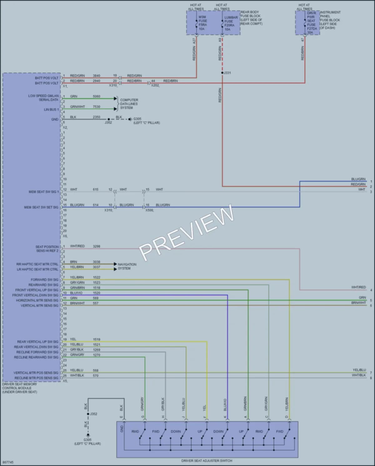 2024 GMC Terrain Memory Systems wiring diagram preview