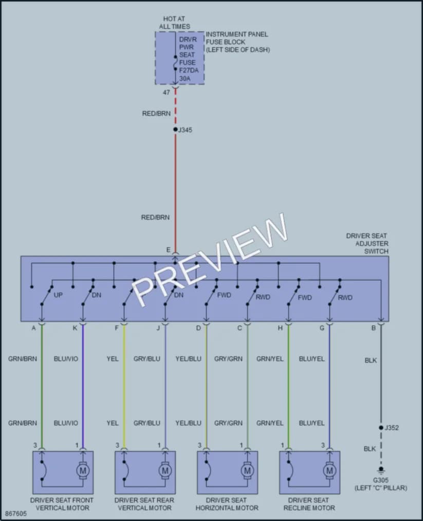 2024 GMC TerrainDenali Power Seats wiring diagram preview