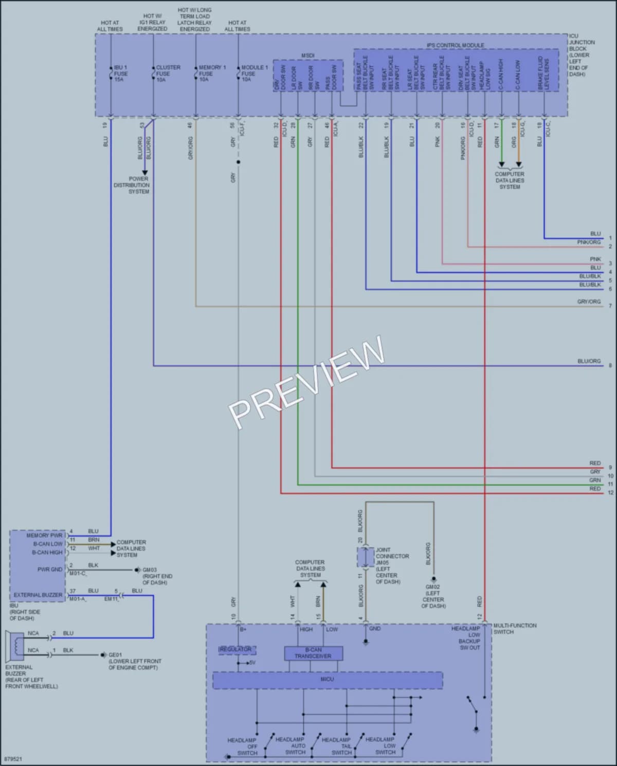 2024 Genesis G70 Warning Systems wiring diagram preview