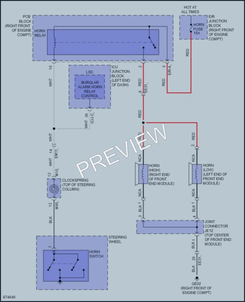 2024 Genesis GV80 Horn wiring diagram preview