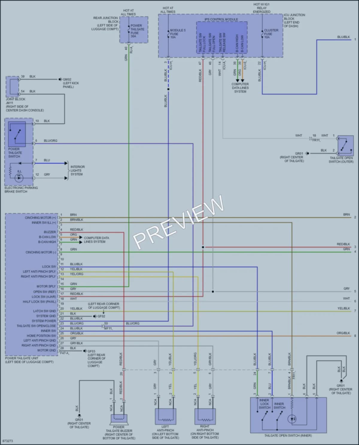 2024 Genesis GV80 Trunk Tailgate Fuel Door wiring diagram preview