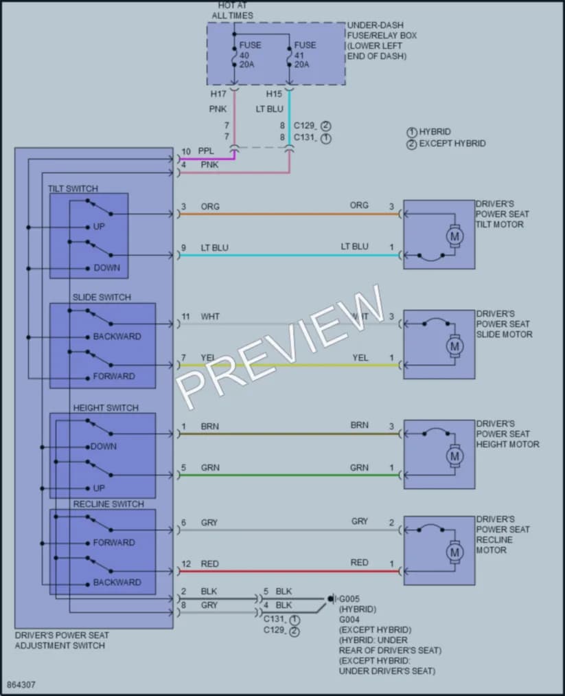 2024 Honda Accord Power Seats wiring diagram preview