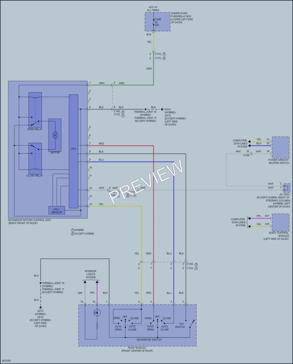 2024 Honda Accord Power Top Sunroof wiring diagram preview