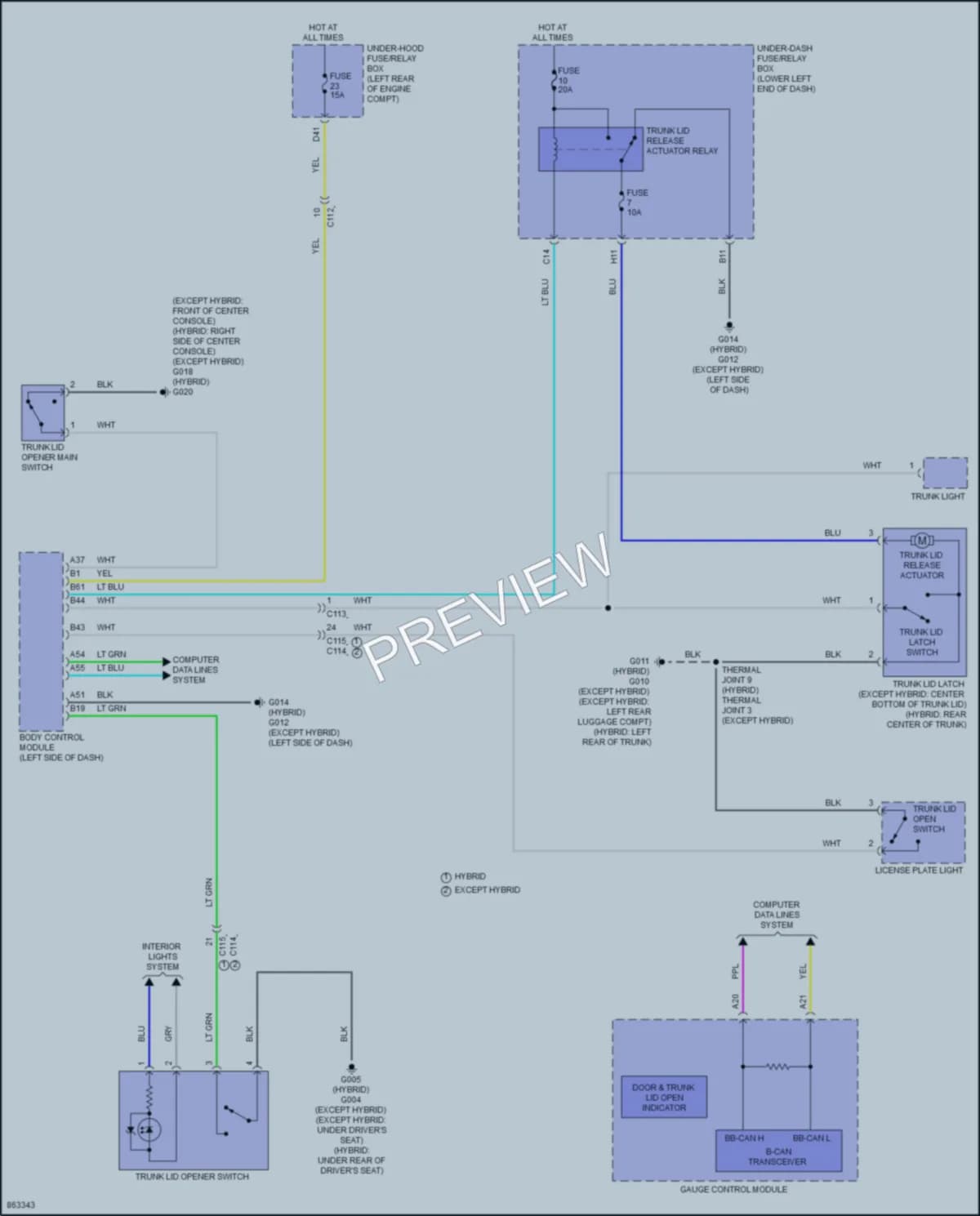 2024 Honda Accord Trunk Tailgate Fuel Door wiring diagram preview