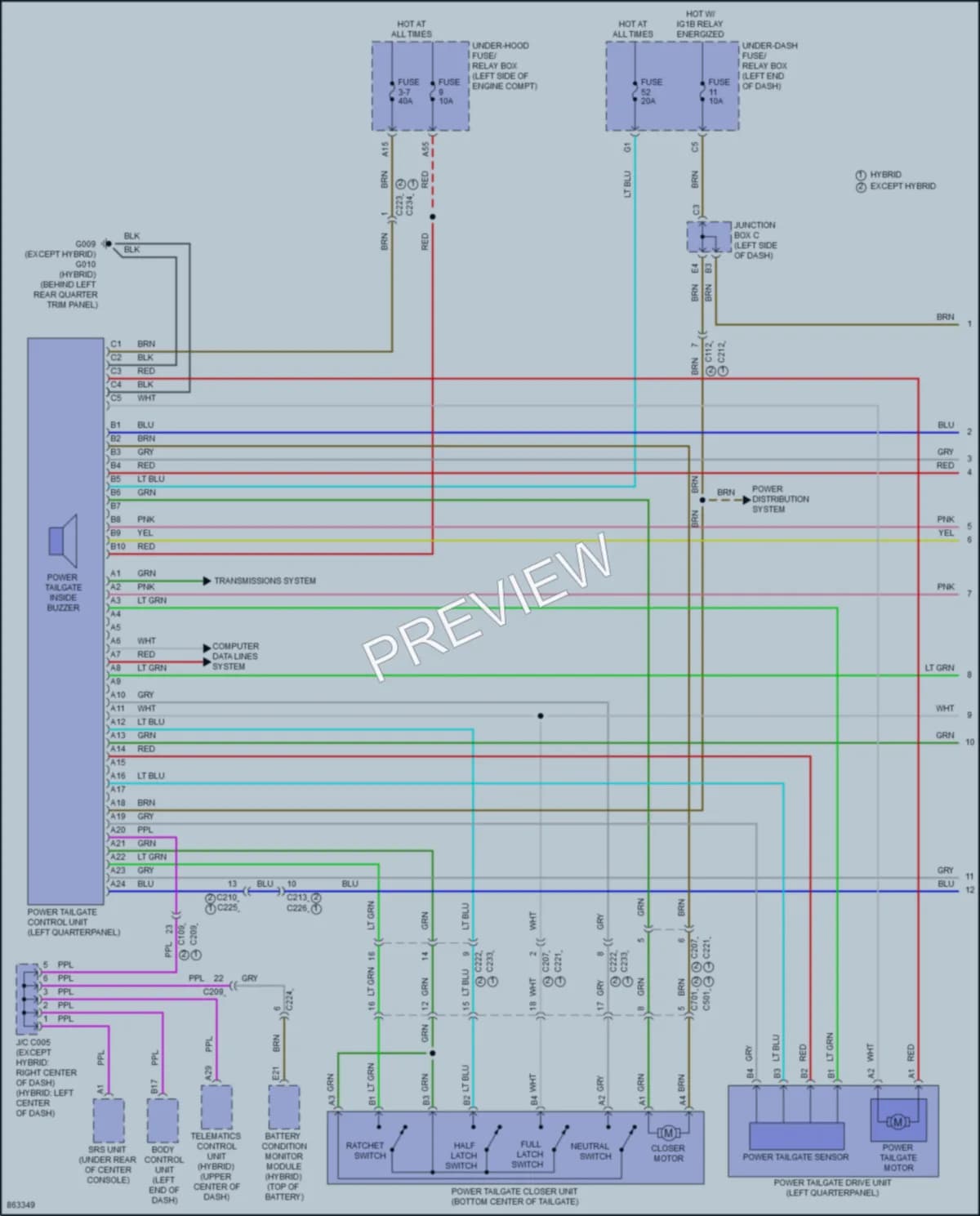 2024 Honda CRVHybrid Trunk Tailgate Fuel Door wiring diagram preview