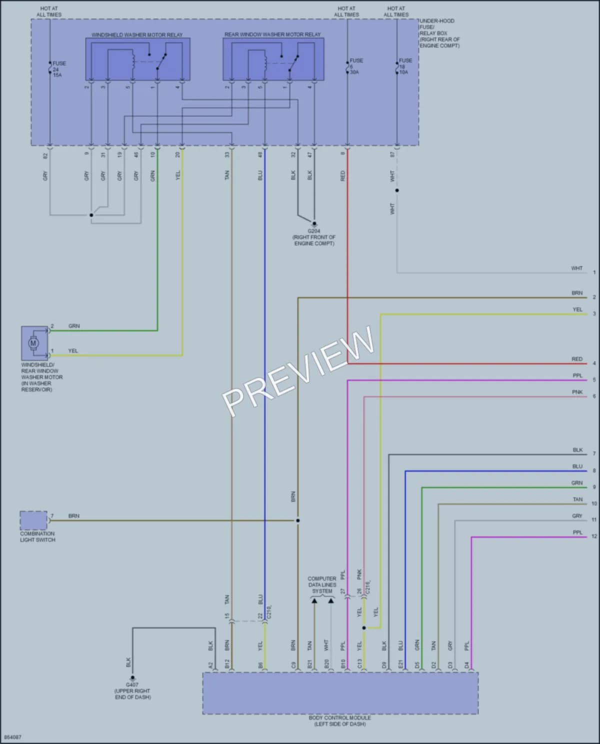 2024 Honda Odyssey Wiper Washer wiring diagram preview