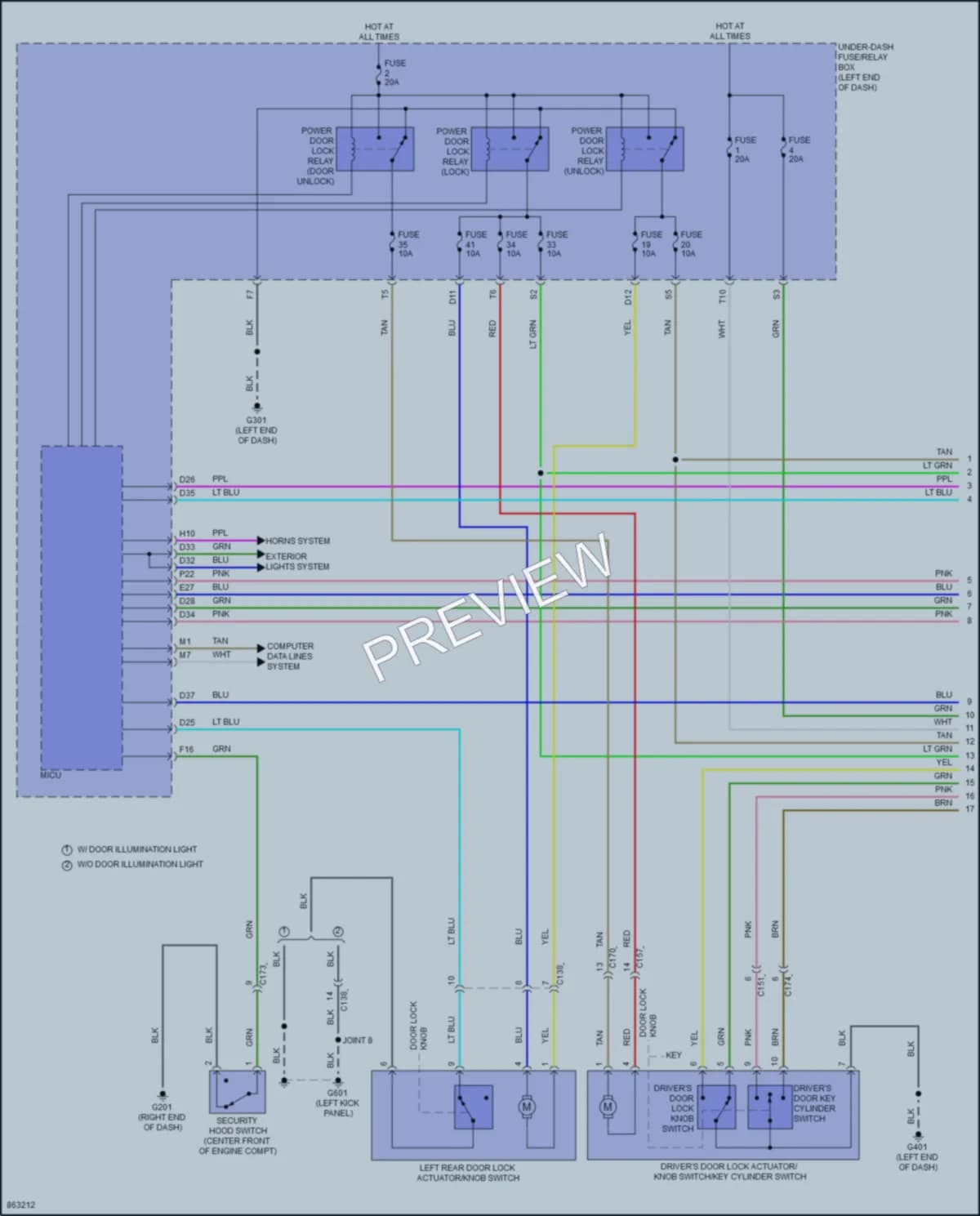 2024 Honda Passport Power Door Locks wiring diagram preview