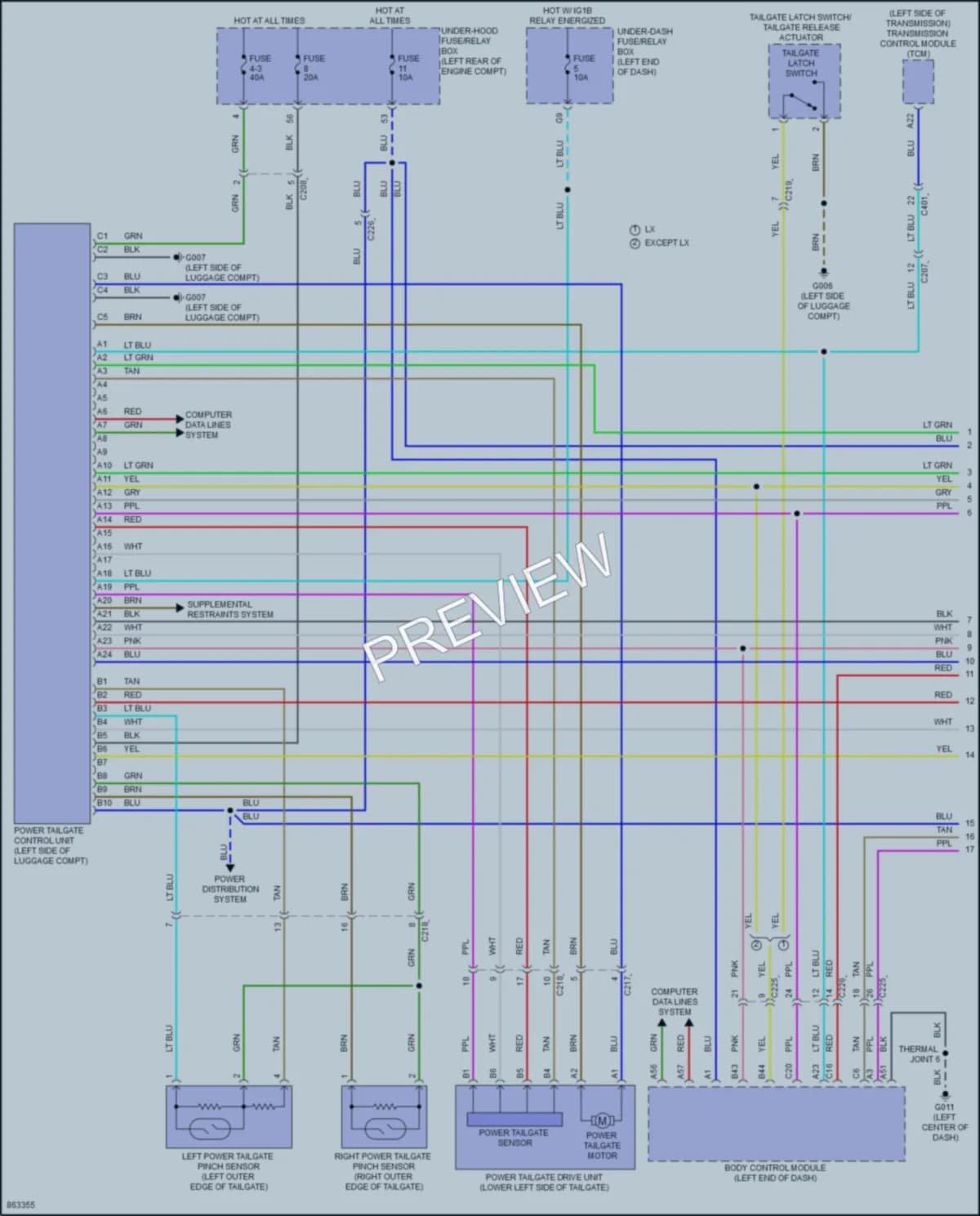2024 Honda Pilot Trunk Tailgate Fuel Door wiring diagram preview