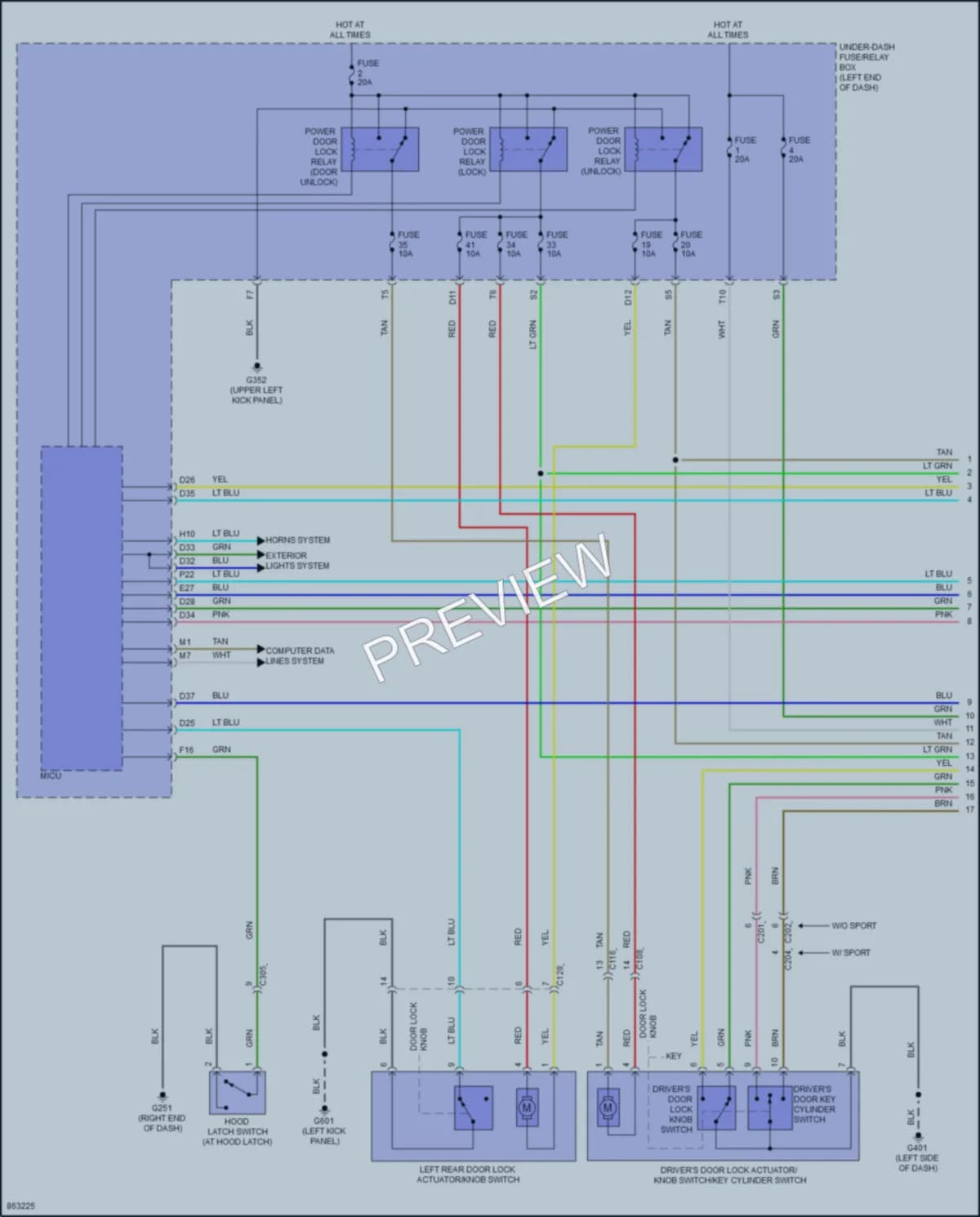 2024 Honda Ridgeline Power Door Locks wiring diagram preview