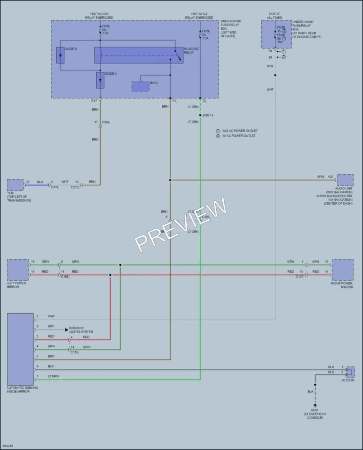 2024 Honda Ridgeline Power Mirrors wiring diagram preview