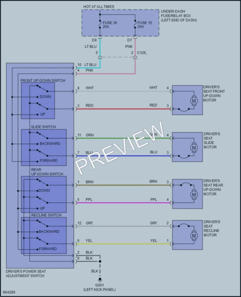 2024 Honda Ridgeline Power Seats wiring diagram preview