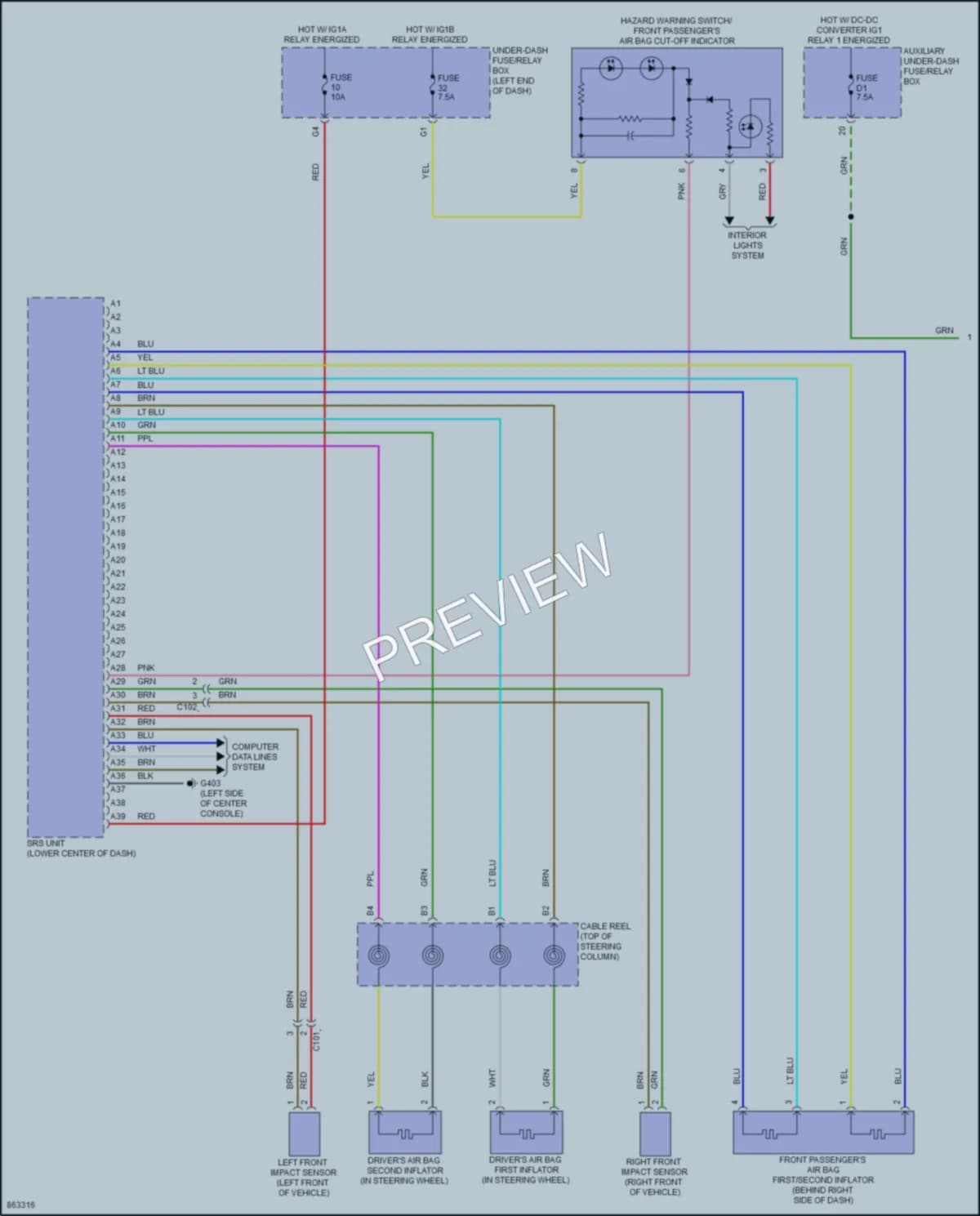 2024 Honda Ridgeline Supplemental Restraints wiring diagram preview