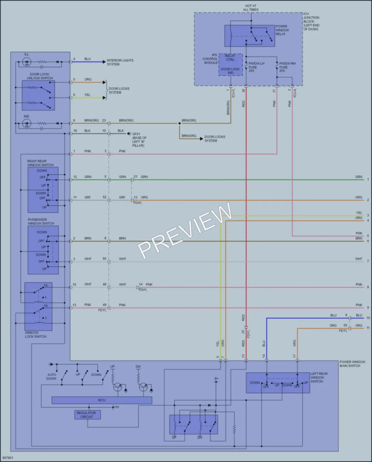 2024 Hyundai Elantra Power Windows wiring diagram preview