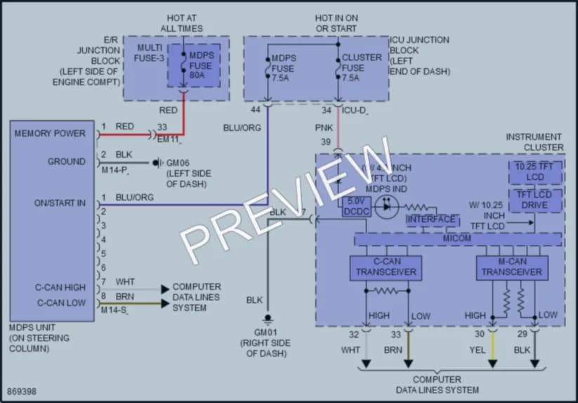 2024 Hyundai ElantraHybrid Electronic Power Steering wiring diagram preview