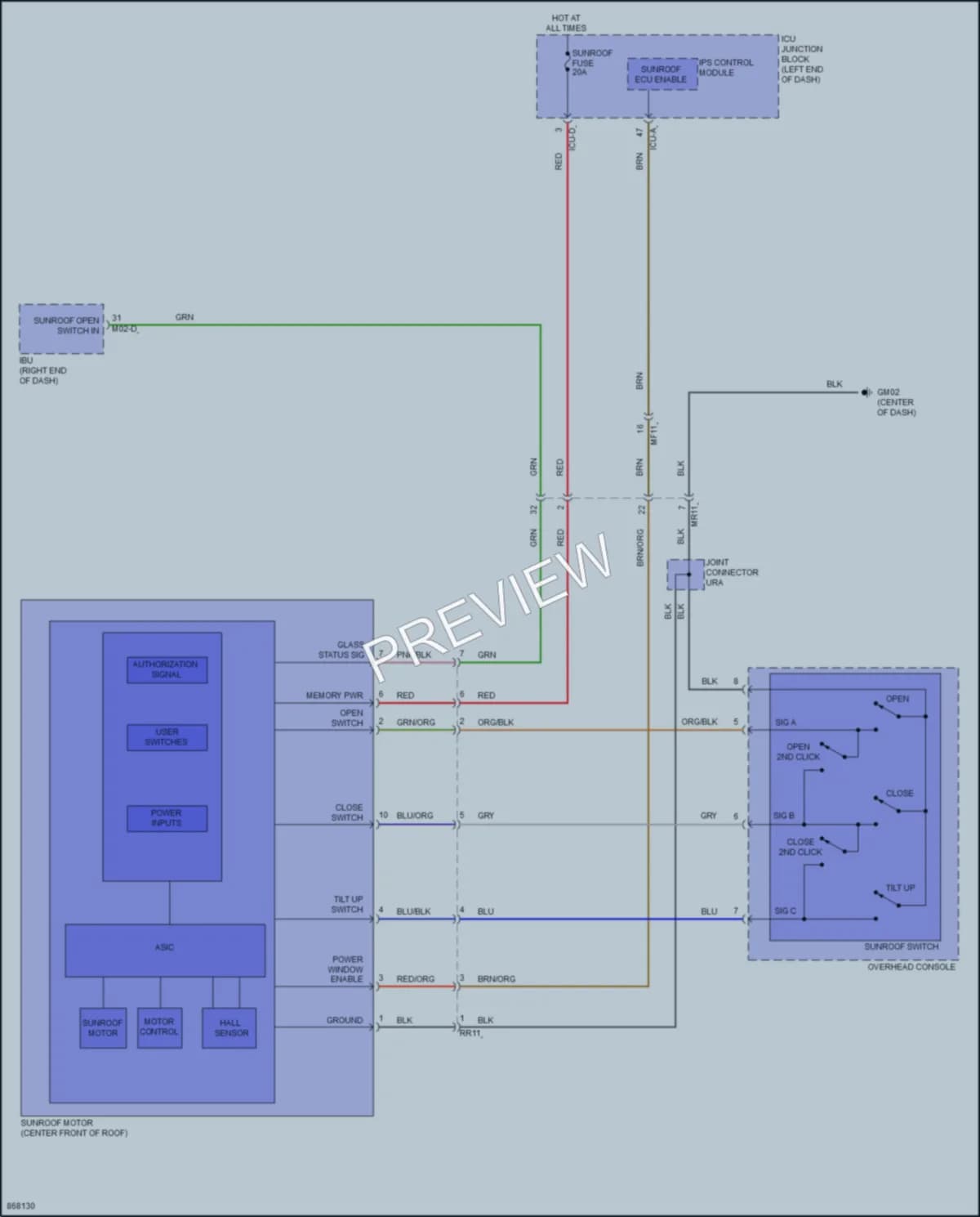 2024 Hyundai ElantraHybrid Power Top Sunroof wiring diagram preview