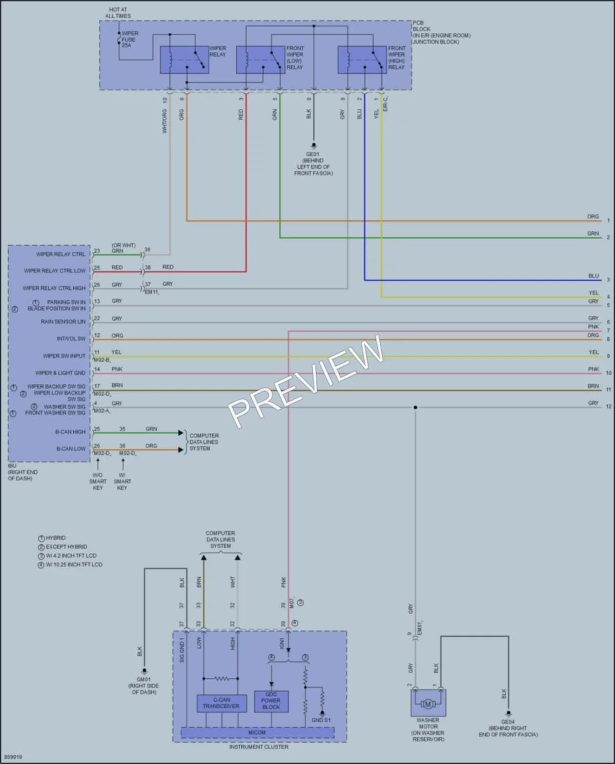 2024 Hyundai ElantraHybrid Wiper Washer wiring diagram preview