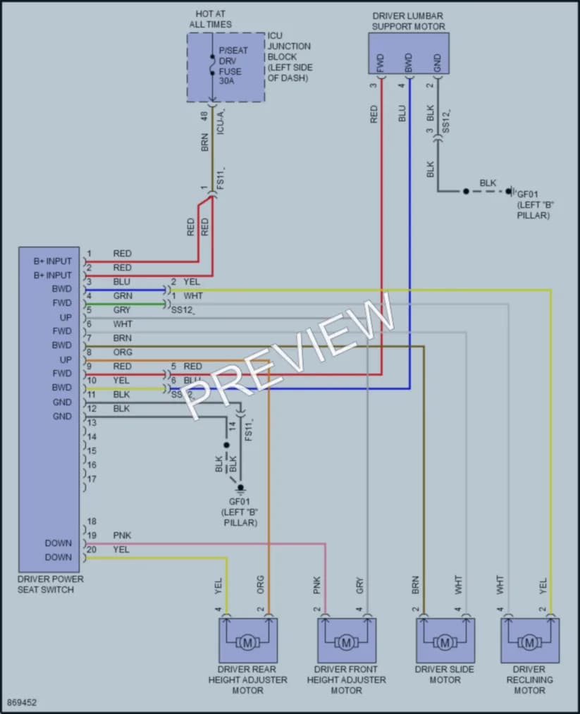 2024 Hyundai Ioniq5 Power Seats wiring diagram preview