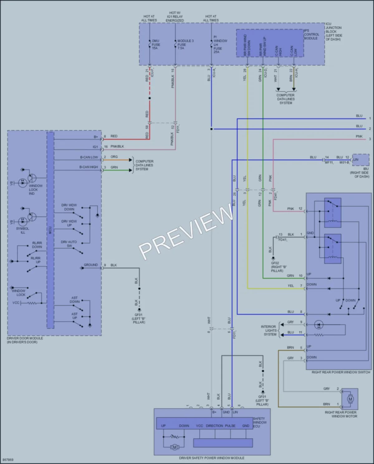 2024 Hyundai Ioniq5 Power Windows wiring diagram preview