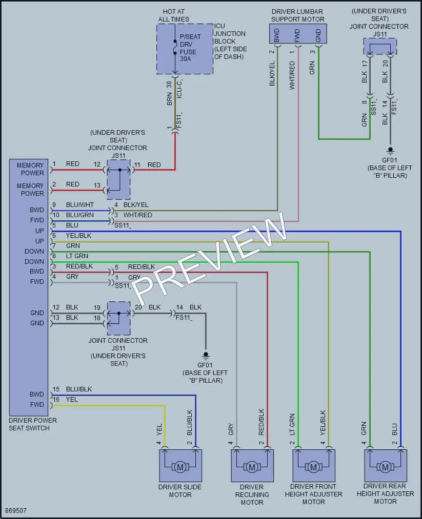 2024 Hyundai Ioniq6 Power Seats wiring diagram preview