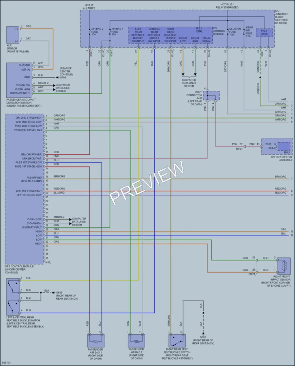 2024 Hyundai Ioniq6 Supplemental Restraints wiring diagram preview